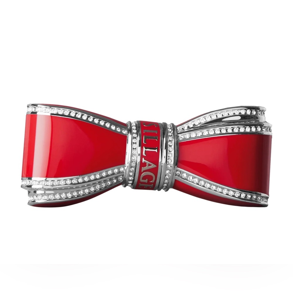 NIB House of Sillage Red Bow Lipstick Case, Made with Swarovski Crystal, Sealed